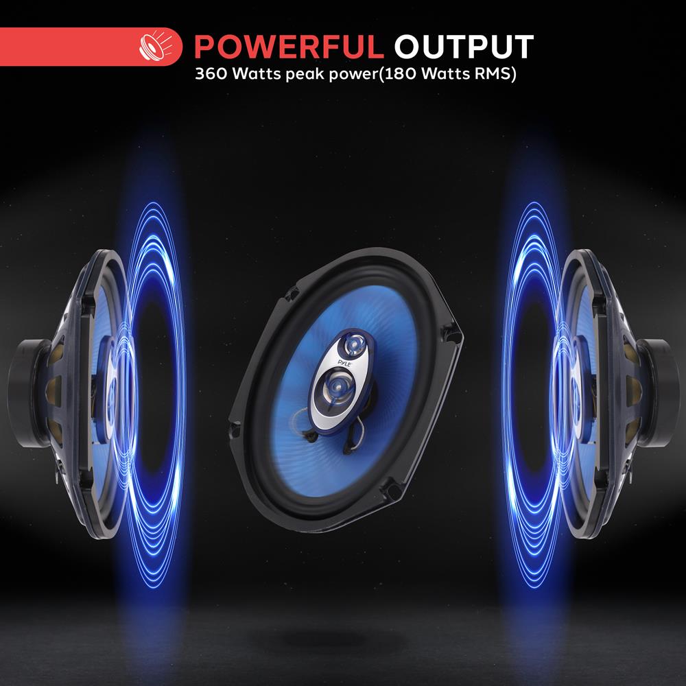 Car Speakers Pair 360W Blue Poly Cone Butyl Rubber Surround – Pyle USA