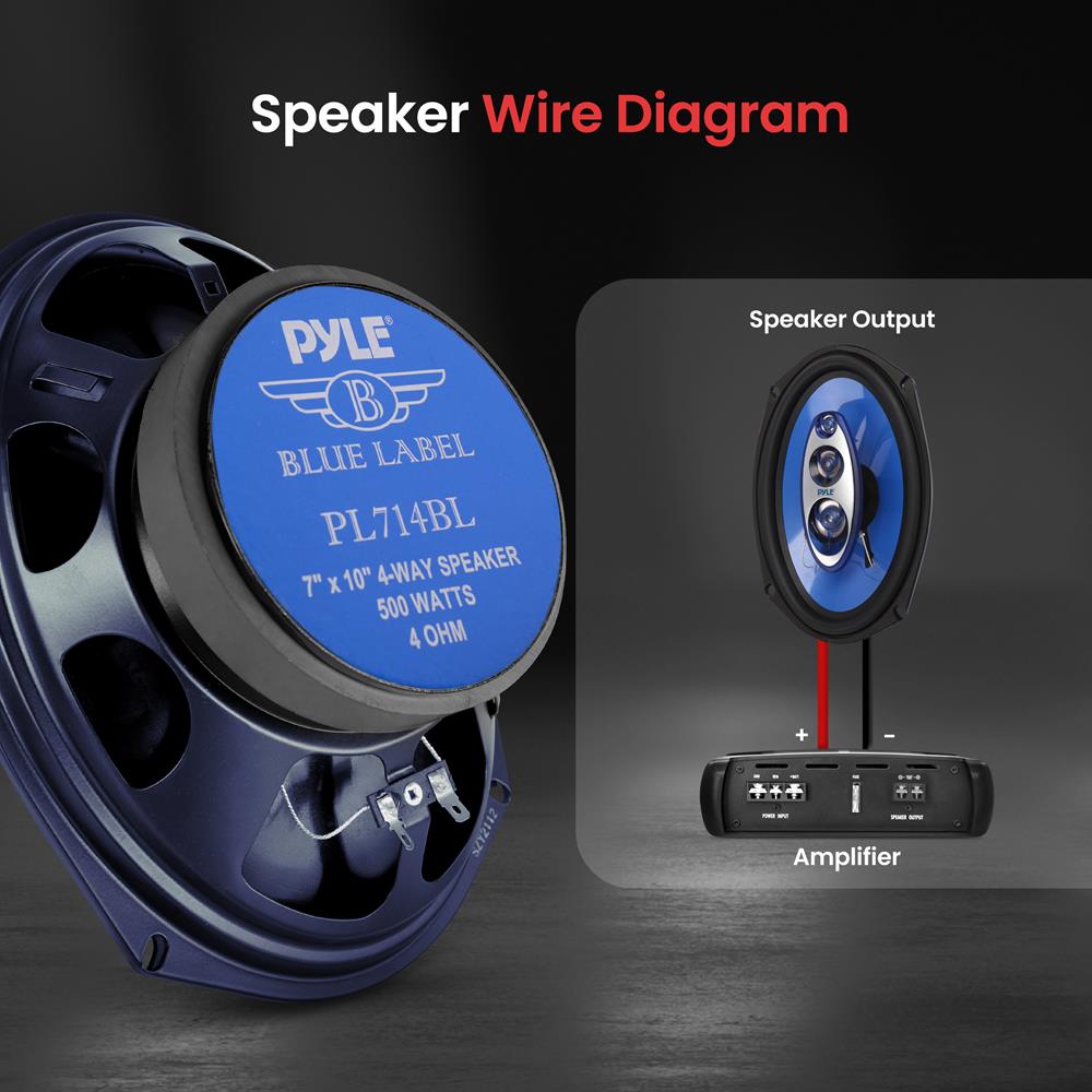 Car Speakers 500W 4-Way Butyl Rubber Surround Blue Pair – Pyle USA