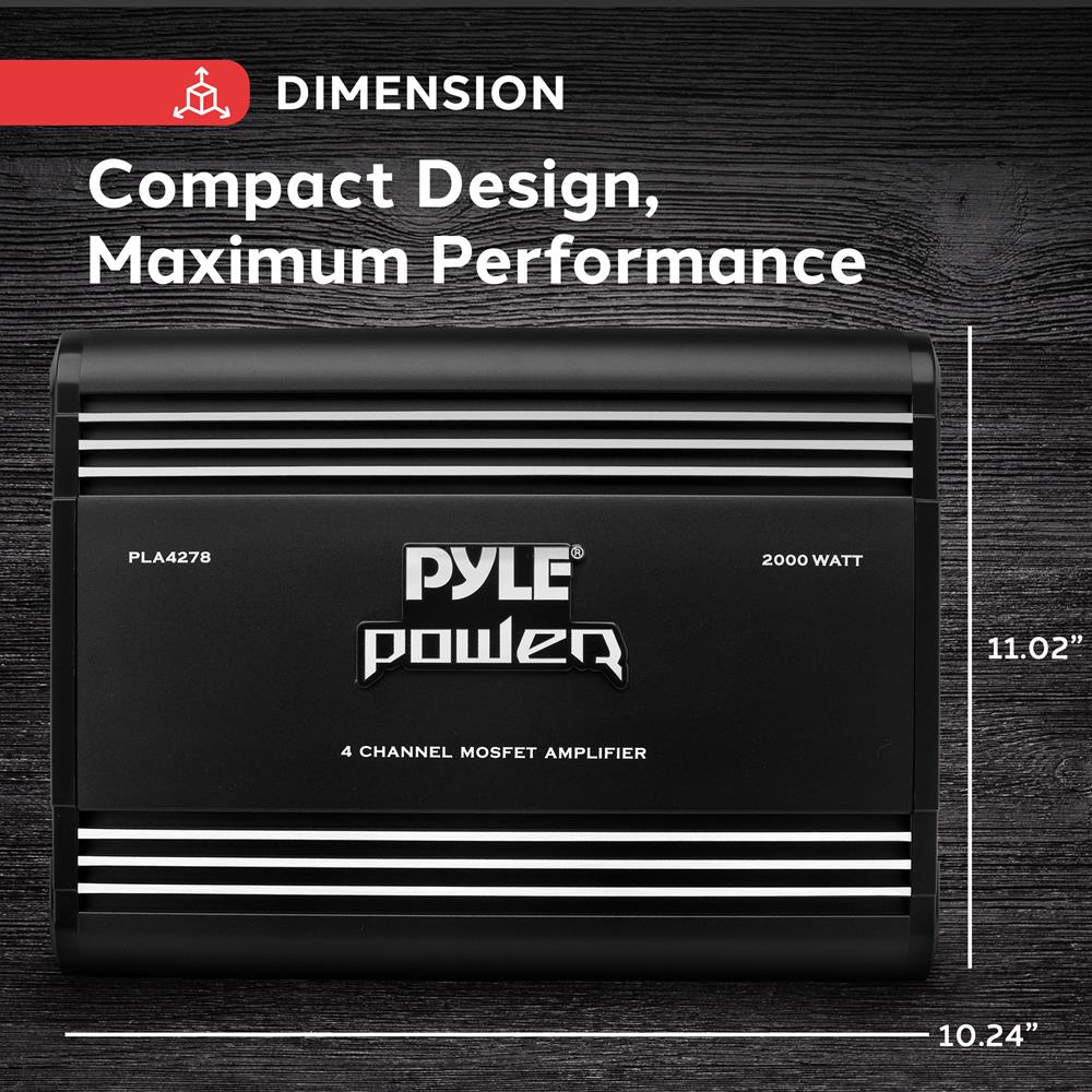 4-Channel Car Amplifier 2000W Power MOSFET Silver RCA Inputs