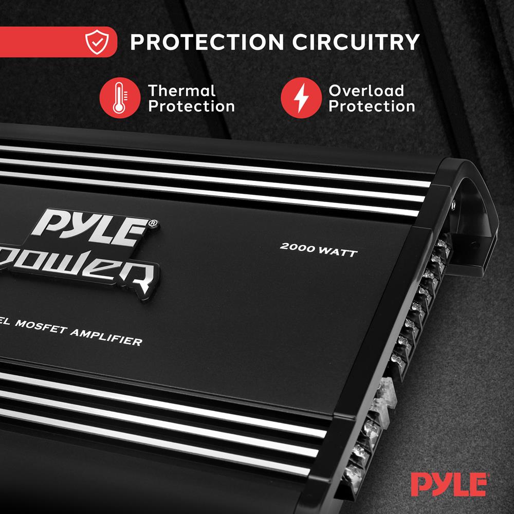 4-Channel Car Amplifier 2000W Power MOSFET Silver RCA Inputs