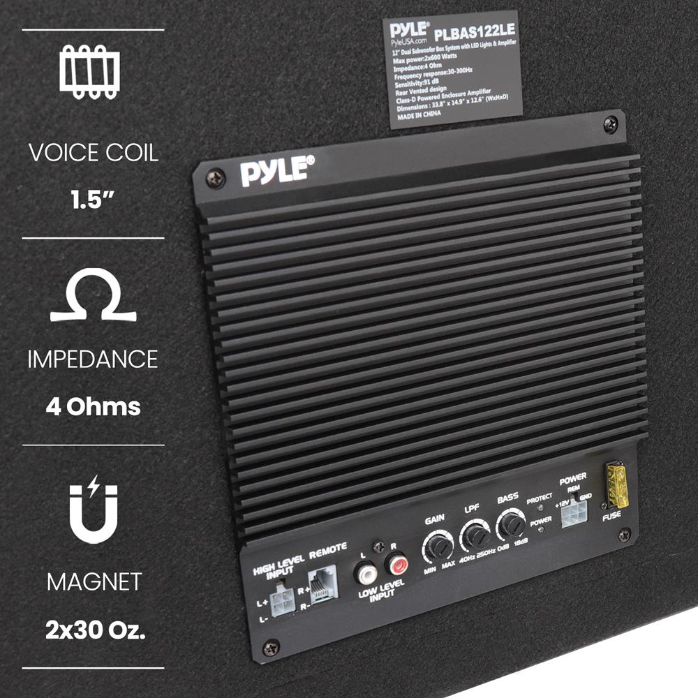 product image number 4 for Pyle Active Dual Bass Subwoofer Box System