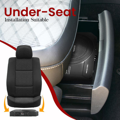 10" 900W Low-Profile Car Subwoofer System, Slim Design, Underseat Install