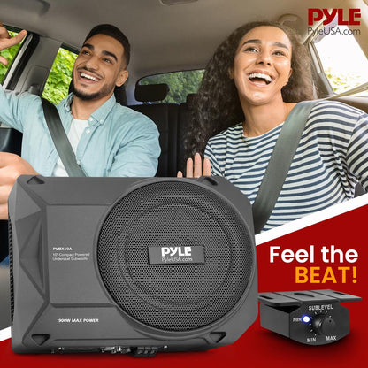 10" 900W Low-Profile Car Subwoofer System, Slim Design, Underseat Install