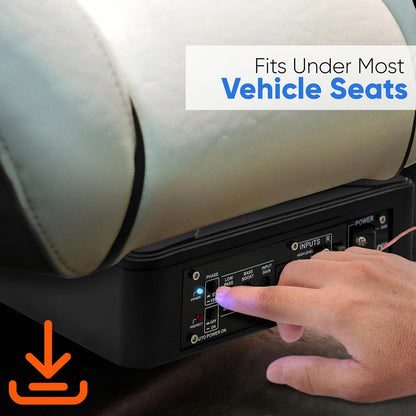 8" 600W Slim Car Subwoofer System - Built-in Amp, Underseat Install