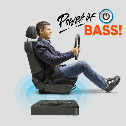 8" 600W Slim Car Subwoofer System - Built-in Amp, Underseat Install