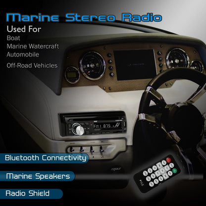 Bluetooth Marine Stereo Kit, Hands-Free, Waterproof Speakers, CD/MP3/USB/SD