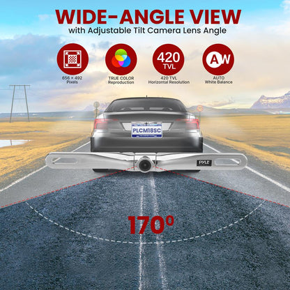 Rearview Backup Camera, Waterproof, 170° Wide-Angle, Chrome