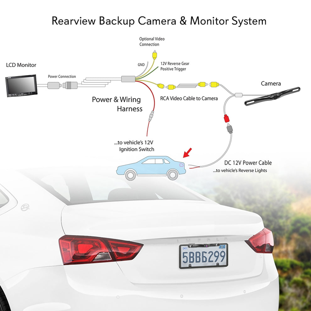 Rear View Backup Camera System, Night Vision, 7