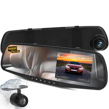 1080p Car Dvr Mirror Dual Camera Dash Cam Dual 720p HD Video