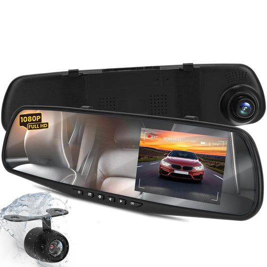 Dash Cam Dual 720p HD Video System Waterproof Backup 4.3" Display
