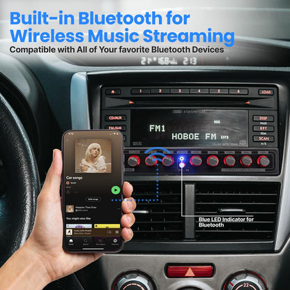 5-Band Car Equalizer Bluetooth Wireless Streaming RCA Inputs Blue LED
