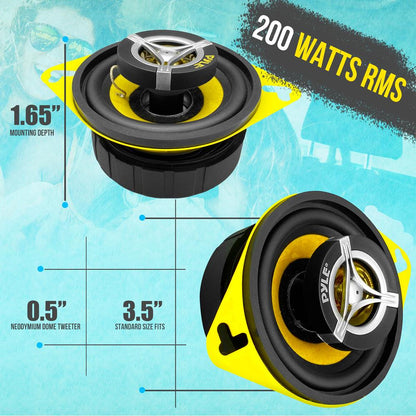Car Speaker System 120W 3.5" Yellow Cone 4 Ohm 20oz Magnet