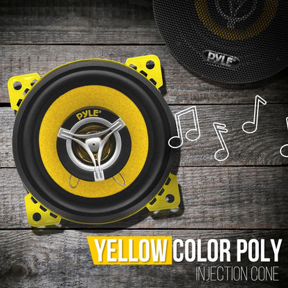 Car Speaker Pair 140W 2-Way Coaxial Yellow Poly Cone 4"
