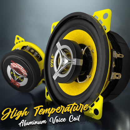 Car Speaker Pair 140W 2-Way Coaxial Yellow Poly Cone 4"