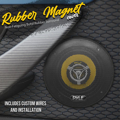 Car Speaker Pair 140W 2-Way Coaxial Yellow Poly Cone 4"