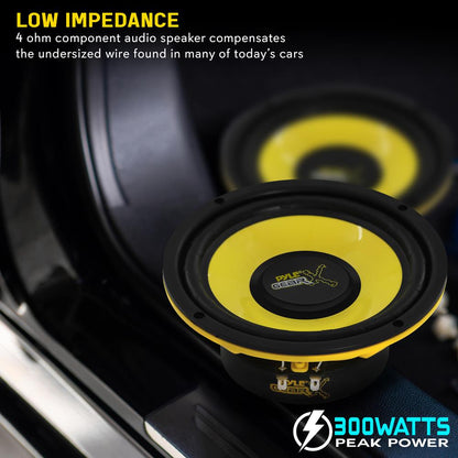 6.5" Mid Bass Woofer 300W Peak Power 4 Ohm Yellow Cone