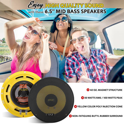 2-Way Component Speaker System 400W Yellow Poly Cone Butyl Surround