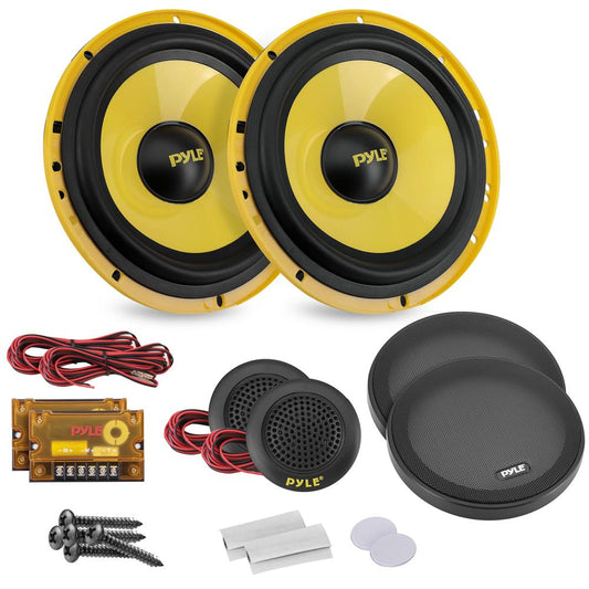 2-Way Component Speaker System 400W Yellow Poly Cone Butyl Surround
