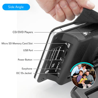 Dual Headrest DVD Player - 10.5" LCD, Stereo Speakers, Wireless Headphones