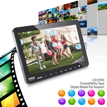 Dual Headrest DVD Player - 10.5" LCD, Stereo Speakers, Wireless Headphones