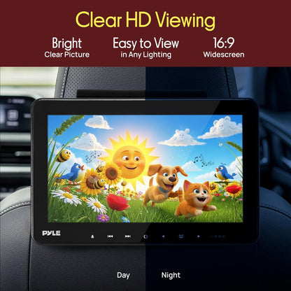 Dual Headrest DVD Player - 10.5" LCD, Stereo Speakers, Wireless Headphones