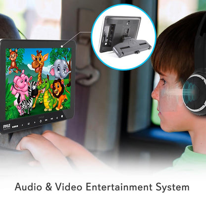 Dual Headrest DVD Player - 10.5" LCD, Stereo Speakers, Wireless Headphones