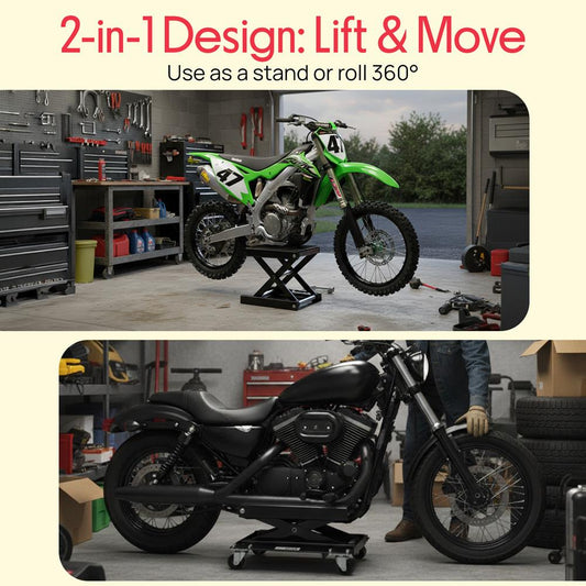 Motorcycle Lift Jack 2200 lbs Capacity Steel Anti-Skid Rubber Portable