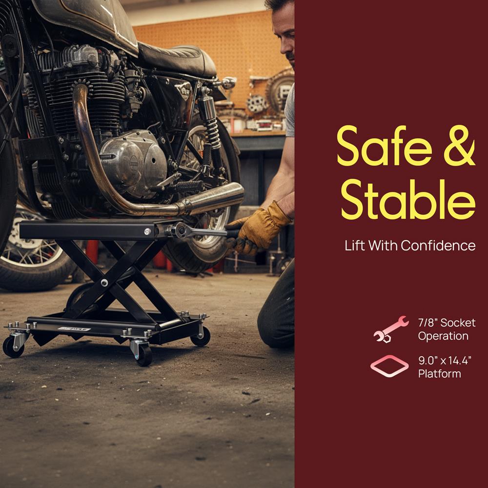 Motorcycle Lift Jack 2200 lbs Capacity Steel Anti-Skid Rubber