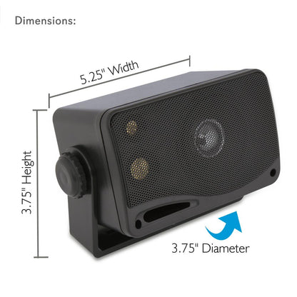 3.5" Marine Speakers, Waterproof, Aluminum Woofer, 200W, Black