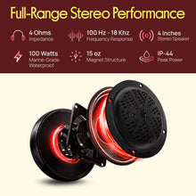 4" Waterproof Marine Speakers, Dual Cone, Polypropylene, Black, 1 Pair