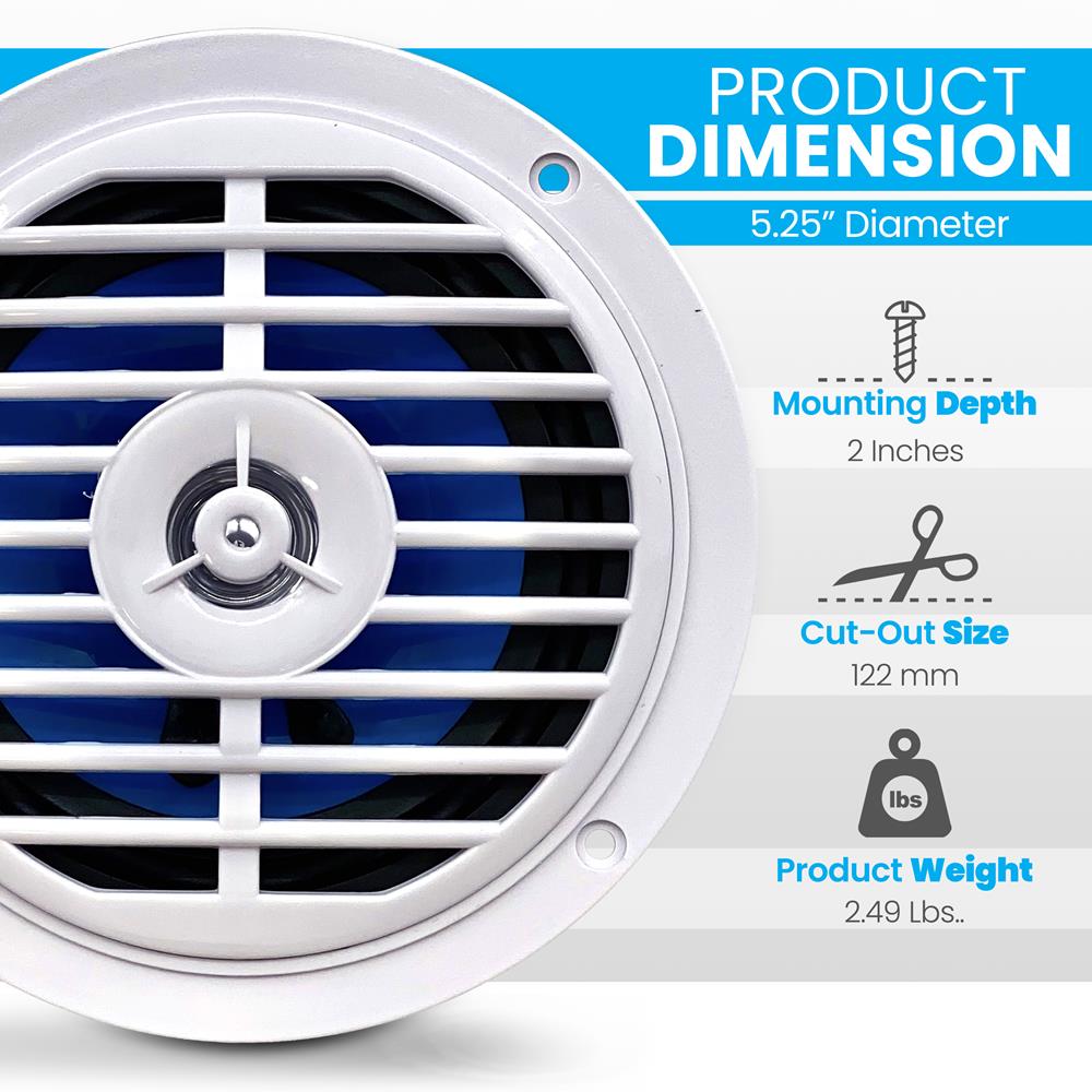 product image number 2 for Pyle 5.25'' Waterproof Stereo Speaker System