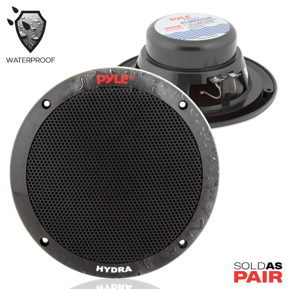 6.5" Dual Marine Speakers, 200W Waterproof, Poly Mica Cone, Black - Thumbnail 5