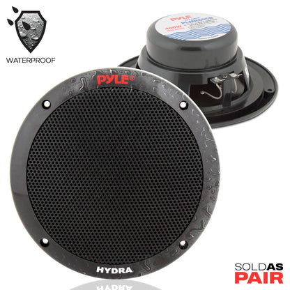 6.5" Dual Marine Speakers, Waterproof, 400W, Polypropylene Cone, Black