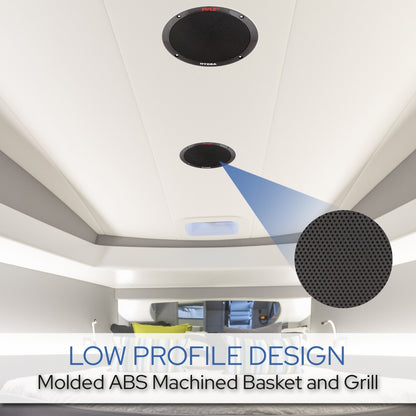 6.5" Dual Marine Speakers, Waterproof, 400W, Polypropylene Cone, Black