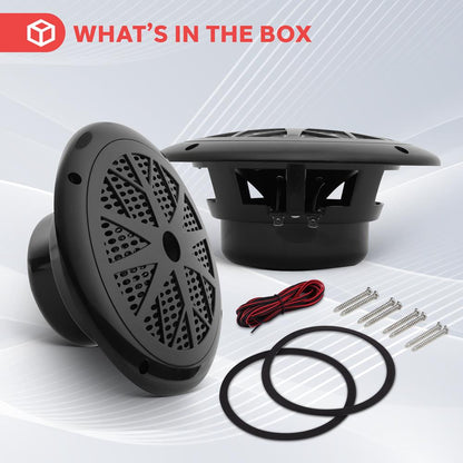 6.5" Dual Marine Speakers Waterproof 120W Polypropylene Cone