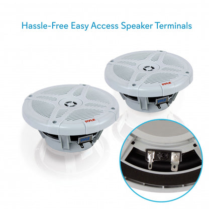 6.5" Marine Speakers Pair, 600W Waterproof, 2-Way Stereo, White