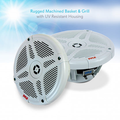 6.5" Marine Speakers Pair, 600W Waterproof, 2-Way Stereo, White