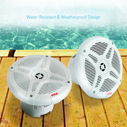 6.5" Marine Speakers Pair, 600W Waterproof, 2-Way Stereo, White