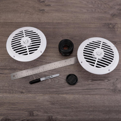 6.5" Marine Speakers Waterproof, 2 Way 120W Polypropylene Cone White