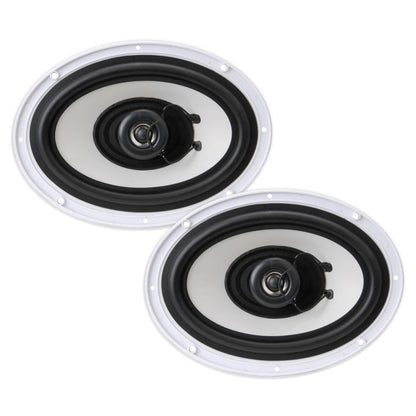 6x9" Marine Speakers, Waterproof, 260W Poly Carbon Cone, White