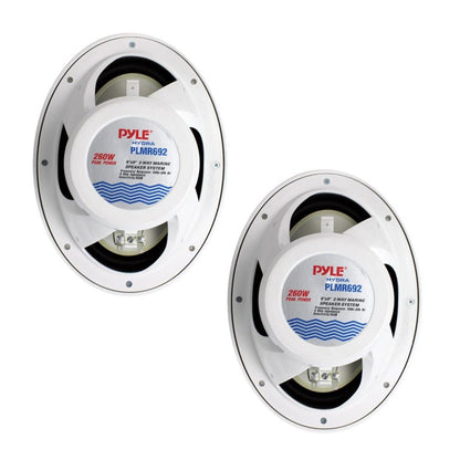 6x9" Marine Speakers, Waterproof, 260W Poly Carbon Cone, White