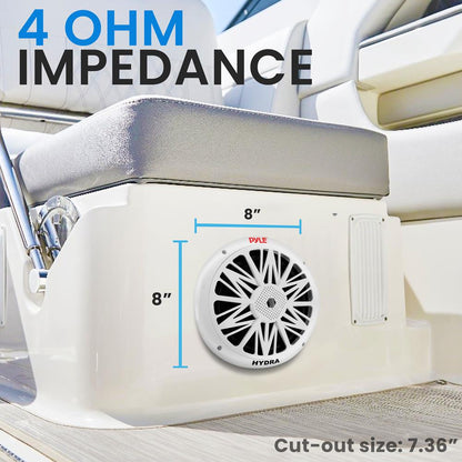 Marine Speakers, Waterproof, 300W Power, Poly Carbon Cone, White