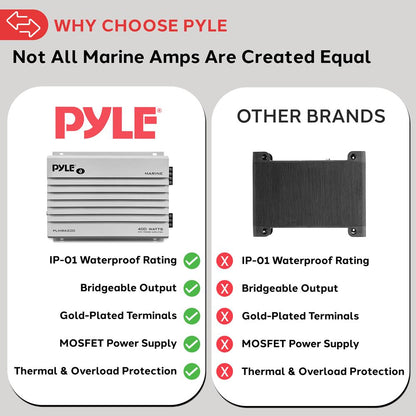 2-Channel Marine Amplifier 400W Waterproof Dual MOSFET Power Supply