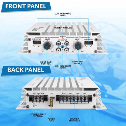 4-Channel Marine Amplifier 400W Waterproof Dual MOSFET Power Supply