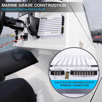 4-Channel Marine Amplifier 400W Waterproof Dual MOSFET Power Supply