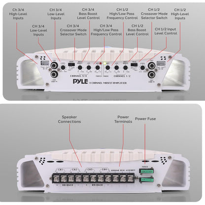 Marine Amplifier 1000W Waterproof 4-Channel MOSFET Power Supply