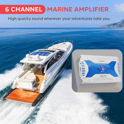 6-Channel Marine Amplifier, Waterproof, 2000W, MOSFET Power Supply