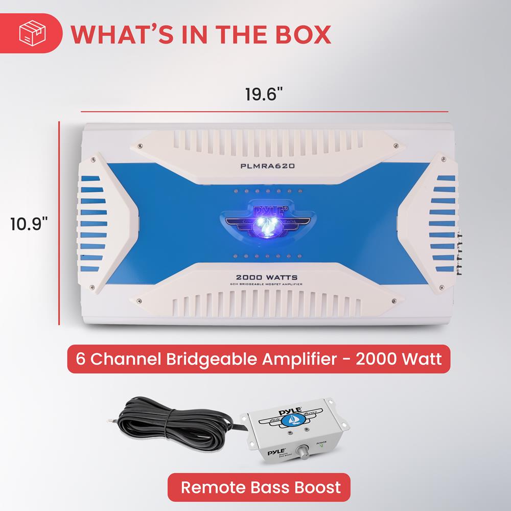 6-Channel Marine Amplifier, Waterproof, 2000W, MOSFET Power Supply