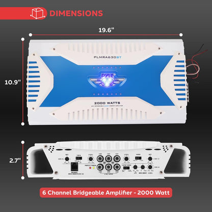 Waterproof Bluetooth Marine Amplifier 2000W 6-Channel MOSFET