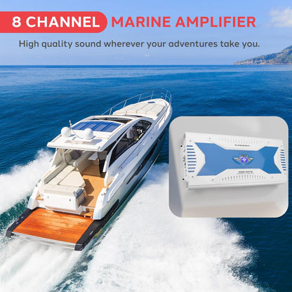 3000W Marine Bluetooth Amplifier, Waterproof, 8-Channel, Aluminum Alloy